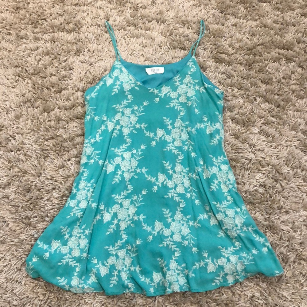 Teal flowy short dress or tunic
